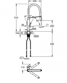 Змішувач для кухні Grohe Feel одноважільний з висувною лійкою суперсталь 31489DC0
