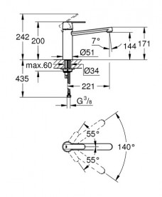 Змішувач для кухні Grohe Get одноважільний суперсталь 30196DC0