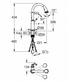 Смеситель для кухни Grohe Gloucester однорычажный с выдвижной лейкой хром 30422000