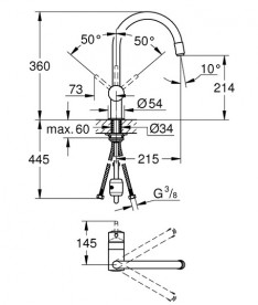 Змішувач для кухні Grohe Minta з висувною лійкою нержавіюча сталь 32918DC0