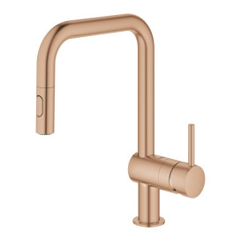 Смеситель для кухни Grohe Minta однорычажный с выдвижным изливом теплый закат матовый 32322DL2