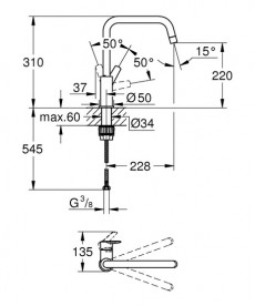 Змішувач для кухні Grohe QuickFix Start одноважільний чорний матовий 304702430