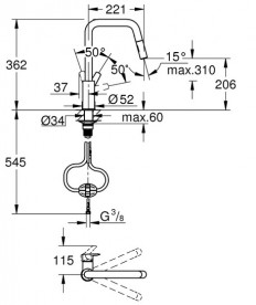 Смеситель для кухни Grohe QuickFix Start с выдвижной лейкой черный матовый 306312430