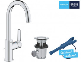 Змішувач для раковини Grohe QuickFix Start одноважільний з донним клапаном хром 24203002