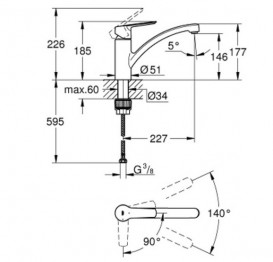 Змішувач для кухні Grohe QuickFix Start одноважільний хром 31138002