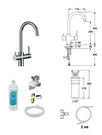 Змішувач для кухні Guglielmi під фільтр чорний матовий FGAP39107 79