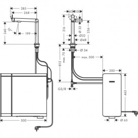 Смеситель для кухни Hansgrohe Aqittura M91 SodaSystem 240 однорычажный стартовый набор хром 76810000