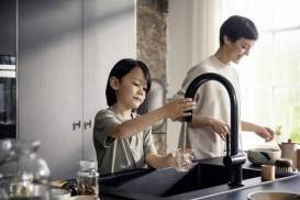 Змішувач для кухні Hansgrohe Aqittura M91 SodaSystem 210 висувний вилив sbox стартовий набір матовий чорний 76836670