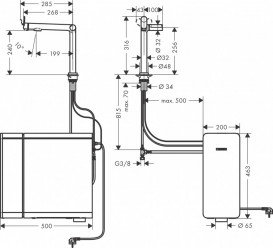 Смеситель для кухни Hansgrohe Aqittura M91 SodaSystem 240 однорычажный стартовый набор матовый черный 76837670