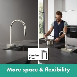Смеситель для кухни Hansgrohe Aquno Select M81 с выдвижной лейкой сталь 73837800
