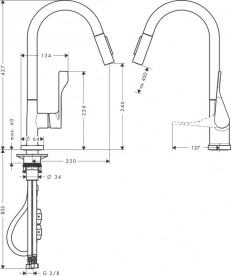 Змішувач для кухні Hansgrohe Axor Citterio з витяжним душем хром 39832000