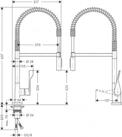 Смеситель для кухни Hansgrohe Axor Citterio Semi-Pro с вытяжным душем хром 39842000