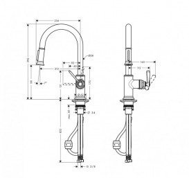 Змішувач для кухні Hansgrohe Axor Montreux з висувним душем нержавіюча сталь 16581800