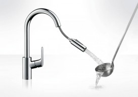 Смеситель для кухни Hansgrohe Focus M41 240 2jet выдвижная лейка однорычажный черный матовый 31815670