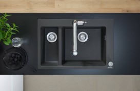 Смеситель для кухни Hansgrohe Metris Select M71 320 2jet sBox с вытяжным изливом однорычажный на 2 отверстия сталь 73806800