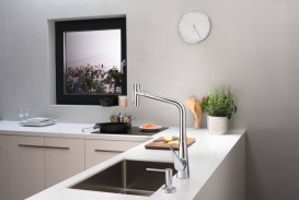 Смеситель для кухни Hansgrohe Metris Select M71 320 2jet sBox с вытяжным изливом однорычажный сталь 73816800