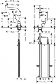 Змішувач для кухні Hansgrohe Metris Select M71 240 2jet sBox з витяжним виливом змішувач хром 73817000