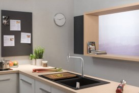 Смеситель для кухни Hansgrohe Metris Select M71 200 2jet sBox с вытяжным изливом однорычажный черный матовый 73818670