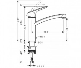 Смеситель для кухни Hansgrohe MySport M однорычажный сталь 13861800