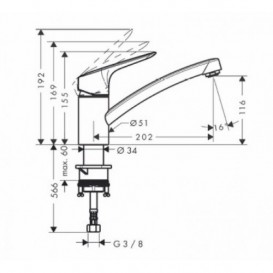 Змішувач для кухні Hansgrohe MySport S одноважільний сталь 13860800