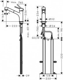 Смеситель для кухни Hansgrohe Talis M52 170 Eco 2jet Sbox с вытяжным изливом однорычажный хром 73869000