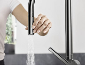 Змішувач для кухні Hansgrohe Talis M54 з висувною лійкою шліфований чорний хром 72801340