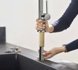 Змішувач для кухні Hansgrohe Talis M54 з висувною лійкою шліфований чорний хром 72801340