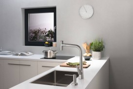 Змішувач для кухні Hansgrohe Talis Select M51 300 2jet Sbox з витяжним виливом змішувач сталь 73867800