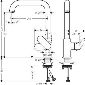 Смеситель для кухни Hansgrohe Vernis Blend M35 однорычажный хром 71857000