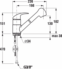 Змішувач для кухні Jika Lyra Plus з висувною лійкою H3512710043001