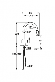 Смеситель для кухни Jika Mio однорычажный с выдвижной лейкой хром H3517110043001