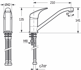 Смеситель для кухни Jika Talas однорычажный хром H3511N10042301