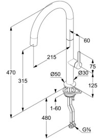 Смеситель для кухни Kludi Aurea однорычажный брашированный никель 55803N575