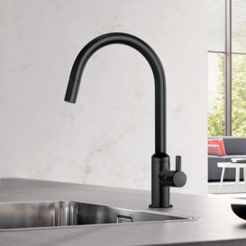 Змішувач для кухні Kludi Bingo Star XS з висувною лійкою чорний матовий 468513978