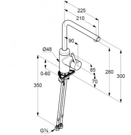 Змішувач для кухні Kludi L-ine одноважільний чорний матовий 428143977