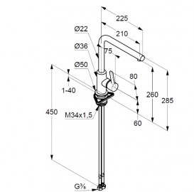 Смеситель для кухни Kludi L-ine S однорычажный черный матовый 408033975