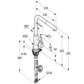 Смеситель для кухни Kludi L-ine S однорычажный хром/черный матовый 408518775