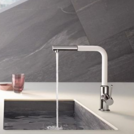 Смеситель для кухни Kludi L-ine S однорычажный хром/белый матовый 408519375