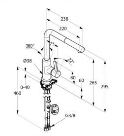 Смеситель для кухни Kludi L-ine S с выдвижной лейкой черный матовый 408513975