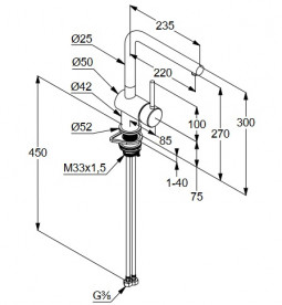 Смеситель для кухни Kludi L Steel однорычажный нержавеющая неполированная сталь 45803F877