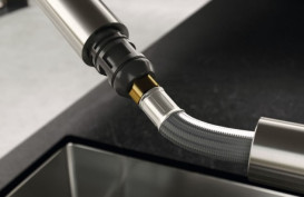 Змішувач для кухні Kludi L Steel з висувною лійкою нержавіюча неполірована сталь 45851F877