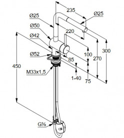 Змішувач для кухні Kludi L Steel з висувною лійкою нержавіюча неполірована сталь 45851F877