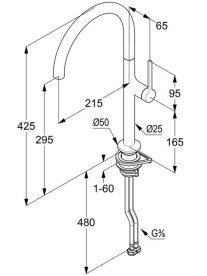 Змішувач для кухні Kludi Reef одноважільний брашоване золото 50803N075