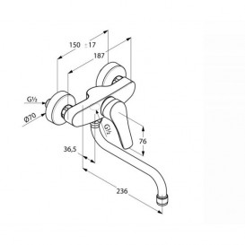Смеситель для кухни Kludi Tercio однорычажный настенный хром 389640575