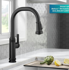 Смеситель для кухни Kraus Allyn с выдвижной лейкой матовый черный KPF-4102MB