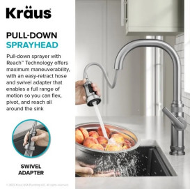 Смеситель для кухни Kraus Allyn с выдвижной лейкой матовый черный KPF-4102MB