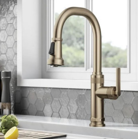 Змішувач для кухні Kraus Allyn з висувною лійкою антична бронза KPF-4102SFACB