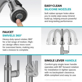 Змішувач для кухні Kraus Allyn з висувною лійкою антична бронза KPF-4102SFACB