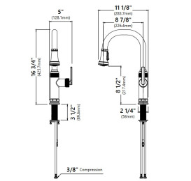Змішувач для кухні Kraus Allyn з висувною лійкою антична бронза KPF-4102SFACB
