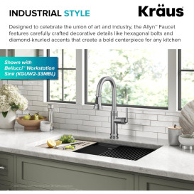 Смеситель для кухни Kraus Allyn с выдвижной лейкой сатин KPF-4102SFS